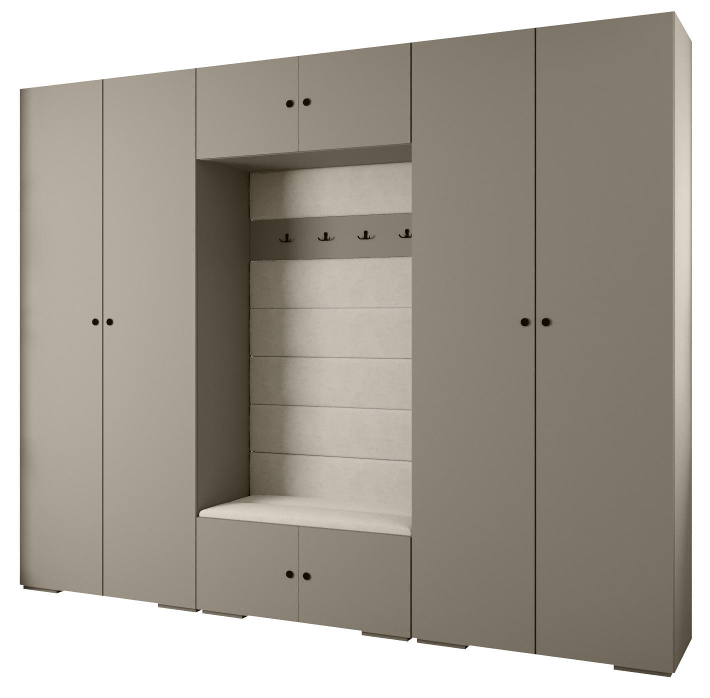 Abiks Möbel Garderoben-Set Kaschmir, Beige, Schwarz 300x236.7x47 cm