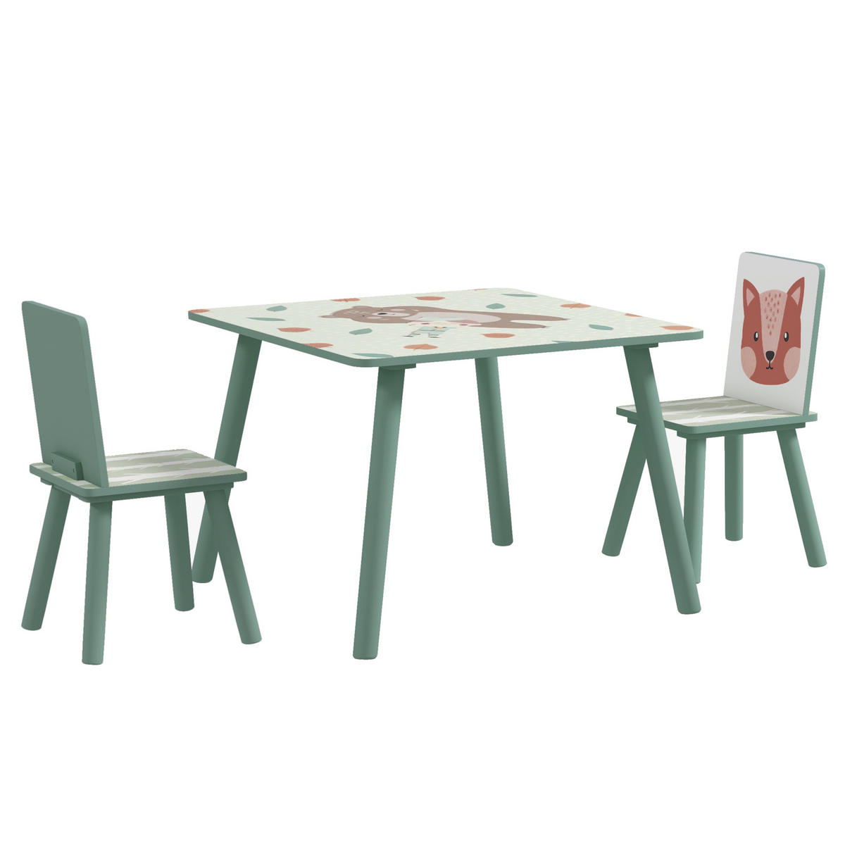 KINDERSITZGRUPPE DE-17551 2 Stühle mit Tiermotiven Grün - Grün, Holzwerkstoff (60/44/60cm) - ComfortXL