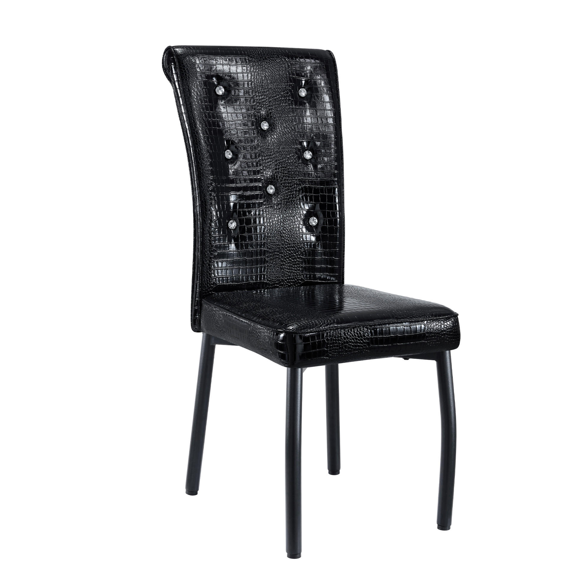 ESSZIMMERSTUHL 2er-Set Vintage PVC Schwarz mit Metallbeinen - Schwarz, Metall (42/101/61.7cm) - Meubliv