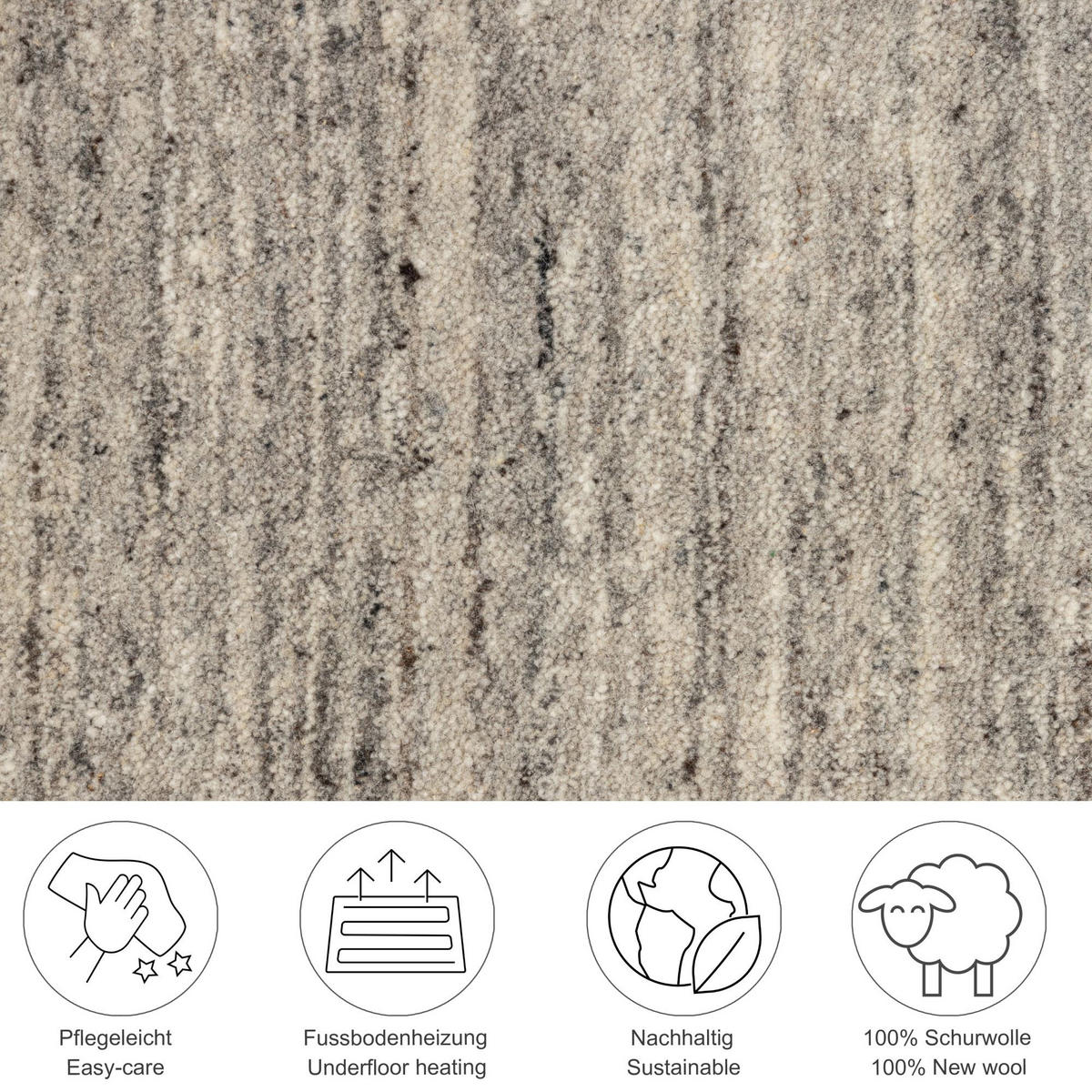 HANDWEBTEPPICH Pure 250x350 cm - Grau, Textil (250/350cm) - THEKO