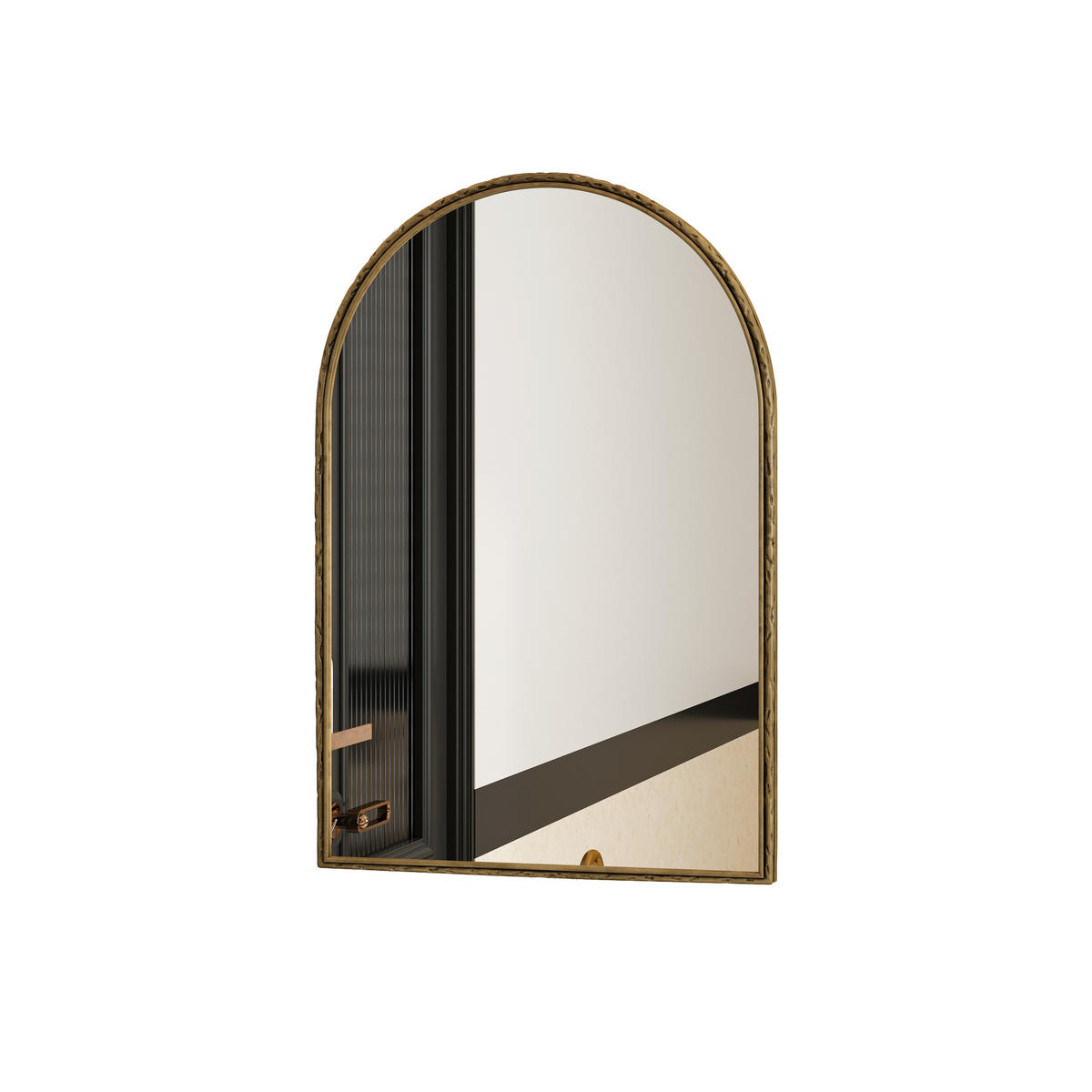 WANDSPIEGEL 61x2.5x91 cm Gold aus Eisen & gehärtetem Glas mit Bogen-Design - Goldfarben, Glas (2.5/91/61cm) - Modfu