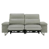 3-SITZER Sofa Virage Echtleder mit 2 x Relaxfunktion Perlgrau - Hellgrau, Leder/Metall (212/75/109cm)
