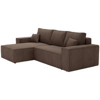 ECKSOFA Bergamo L mit Cordstoff, 280 cm, Schlaffunktion, Links - Braun - Braun, Holz (277/189cm) - Emporius