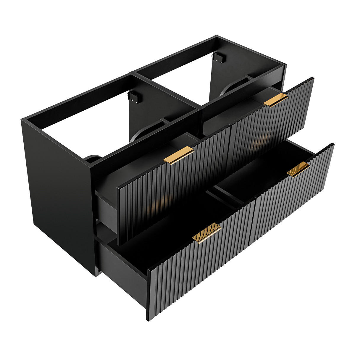 WASCHTISCHUNTERSCHRANK 120.4cm Adriel Mattschwarz - Schwarz, Holzwerkstoff (120.4/57/46cm) - Petits-meubles