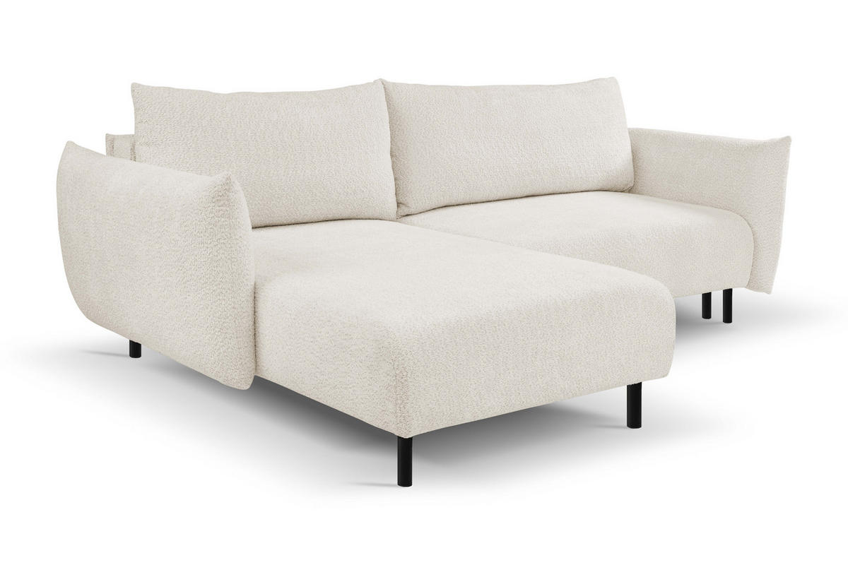 ECKSOFA ADEL mit Schlaffunktion und Bettkasten, L-förm, Metallbeine, verstellbar lose Rückenkissen, freistehend, LINKS, 171x257x90 cm, Sand-coloured - Sandfarben, Holz/Textil (171/257cm) - DomoHome