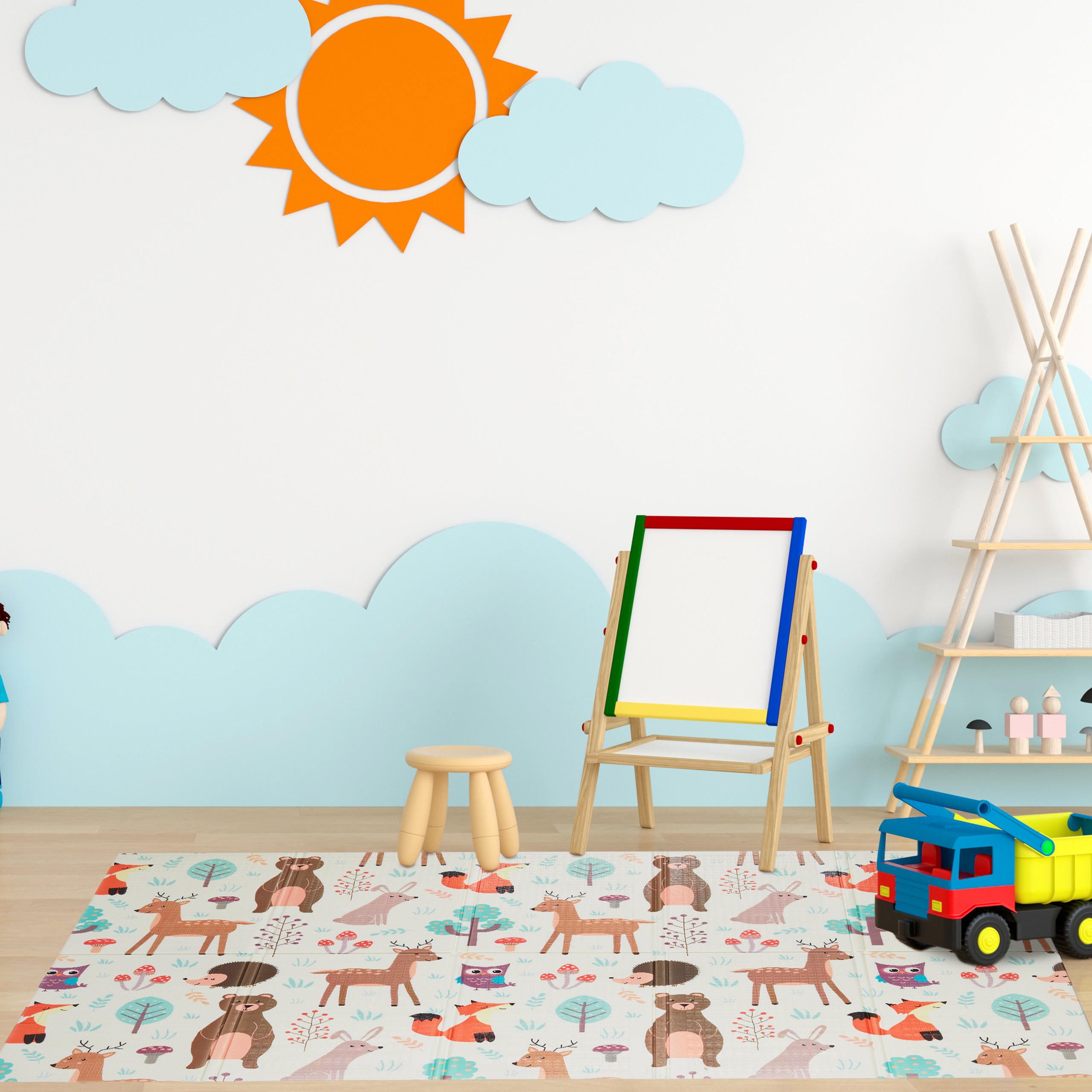 SPIELMATTE - Multicolor, Kunststoff/Textil (195/150cm) - Relaxdays