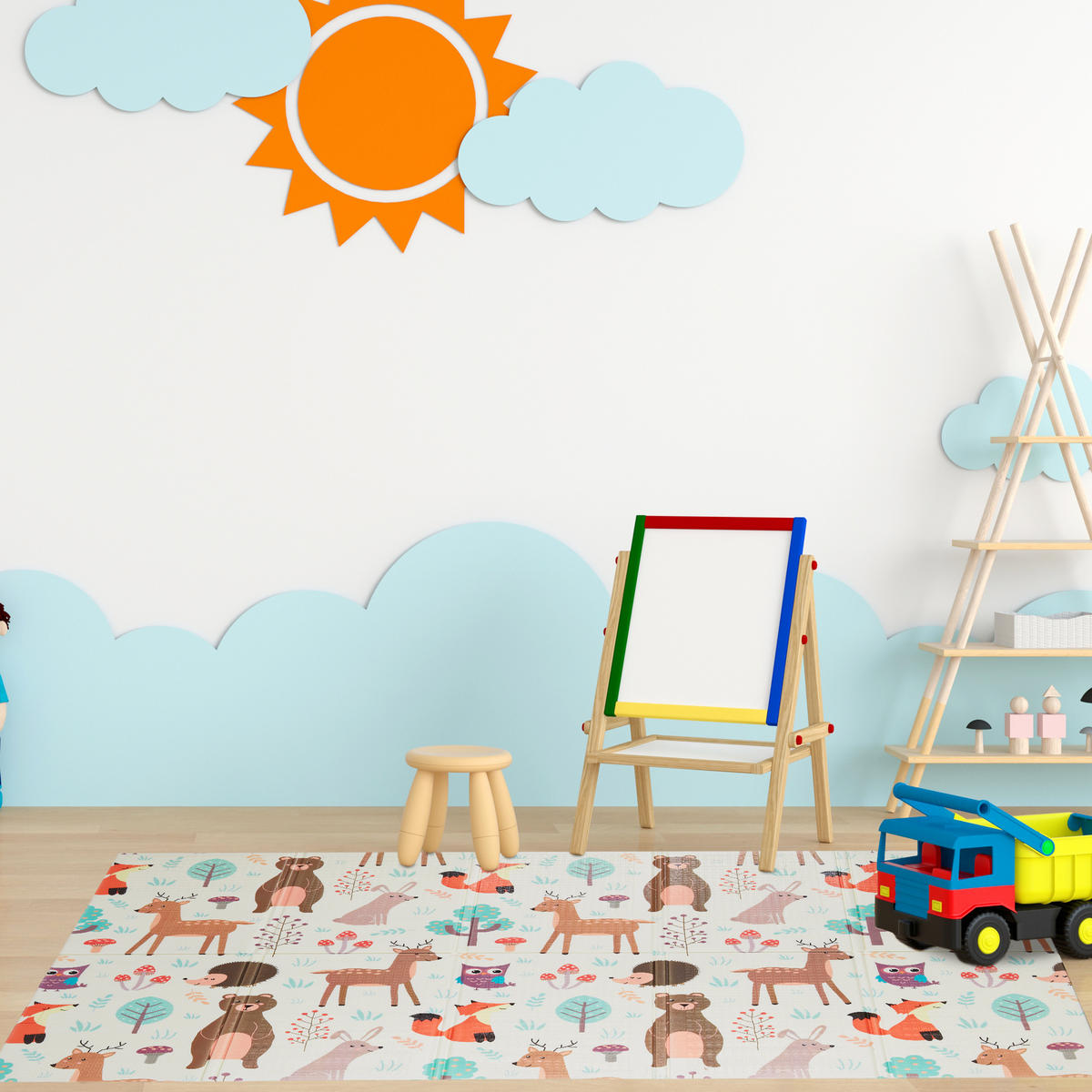 SPIELMATTE - Multicolor, Kunststoff/Textil (195/150cm) - Relaxdays