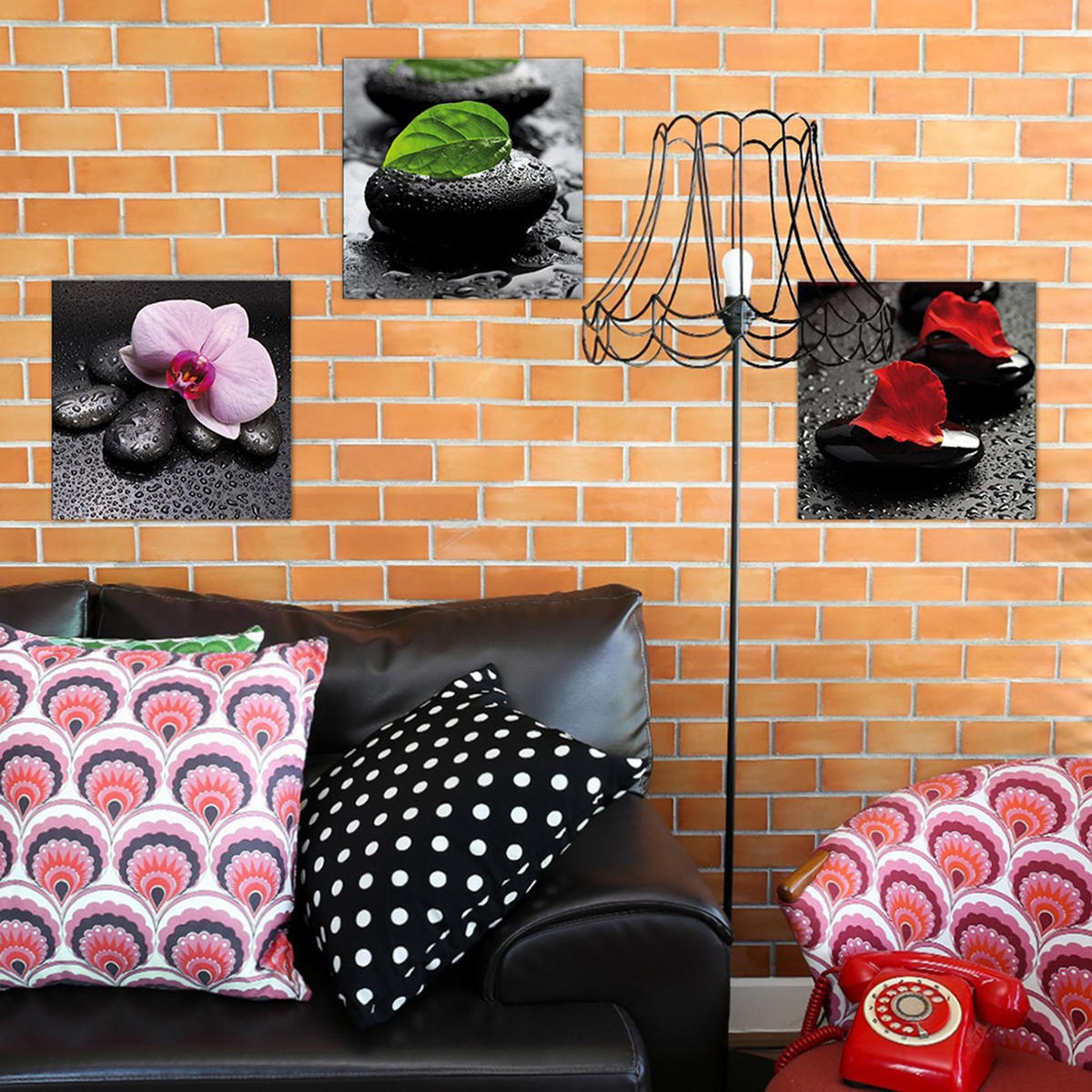 GLASBILD 30×30 cm Zen Blatt grün schwarz - Anthrazit, Glas (30/30cm) - artissimo