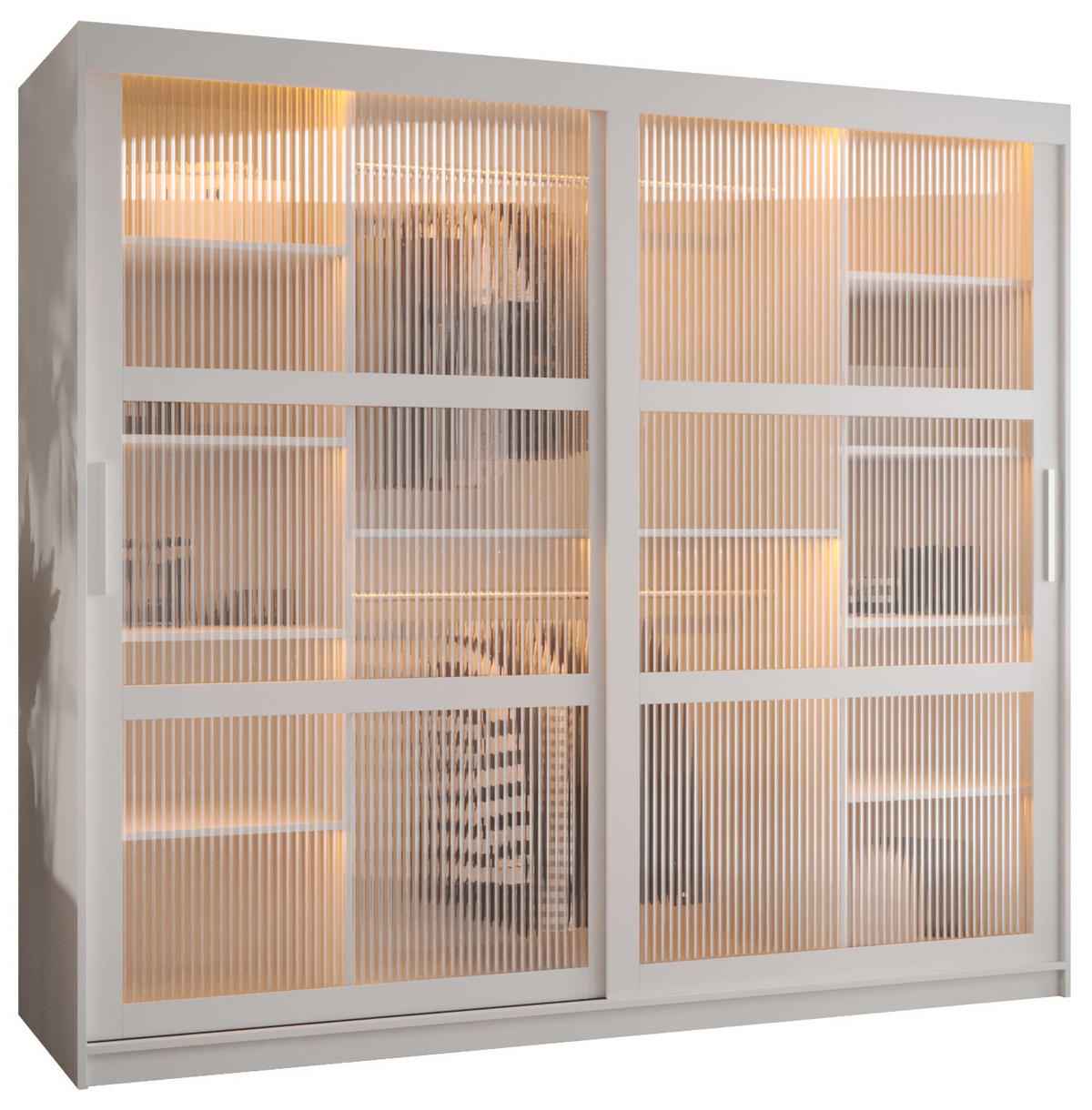 SCHWEBETÜRENSCHRANK 200/200/62 2-türig - Silberfarben/Weiß, Holz/Kunststoff (200/200/62cm) - Abiks Möbel