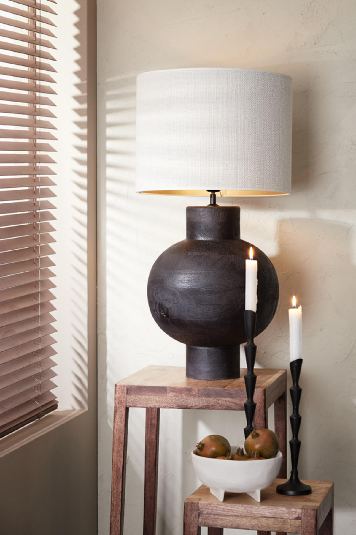 LAMPENSCHIRM Saverna Weiß Ø40/30 cm - Weiß, Textil (40/40/30cm) - Light & Living