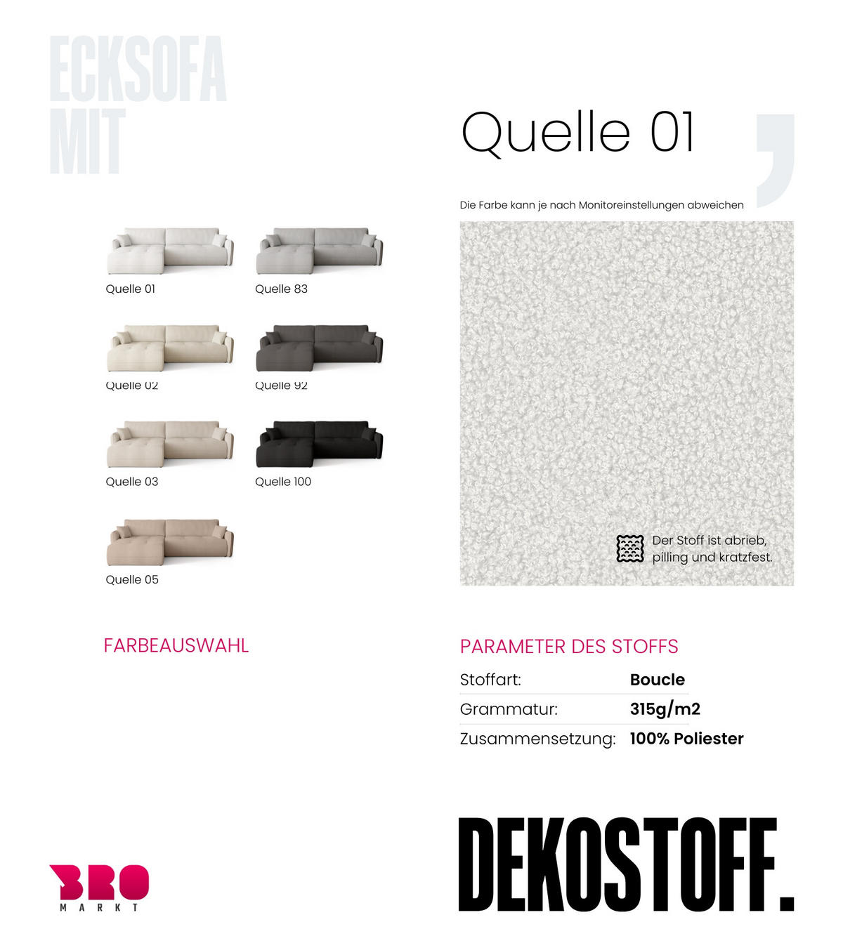 ECKSOFA CLAUDIO mit Schlaffunktion Weiß - Weiß, Textil (263/150cm) - Bromarkt