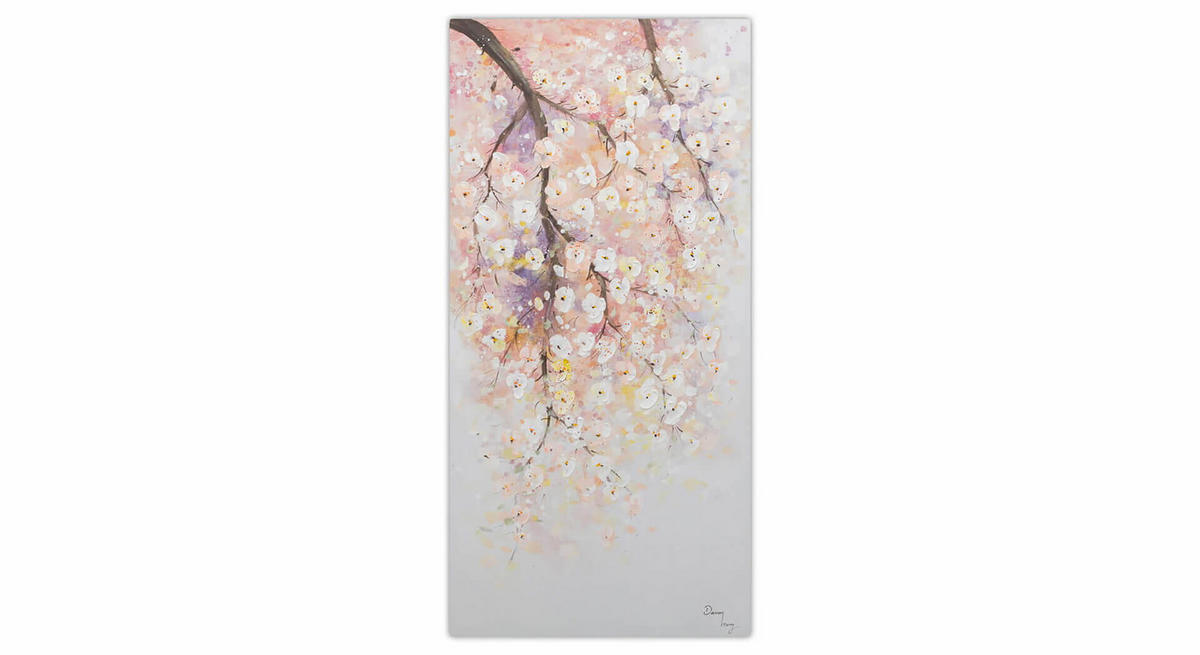 ACRYLBILD HANDGEMALT 60/120 cm - Pink/Weiß, Holz/Textil (60/120cm) - KUNSTLOFT