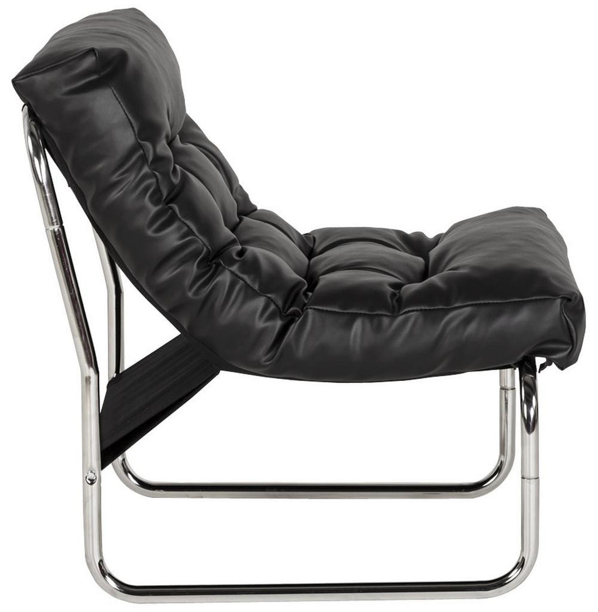 CLUBSESSEL mit Chromkufen im Retro-Stil, modular verbindbar, Schwarz 73x60x76 cm - Silberfarben/Schwarz, Textil/Metall (60/76/71cm) - KADIMA DESIGN