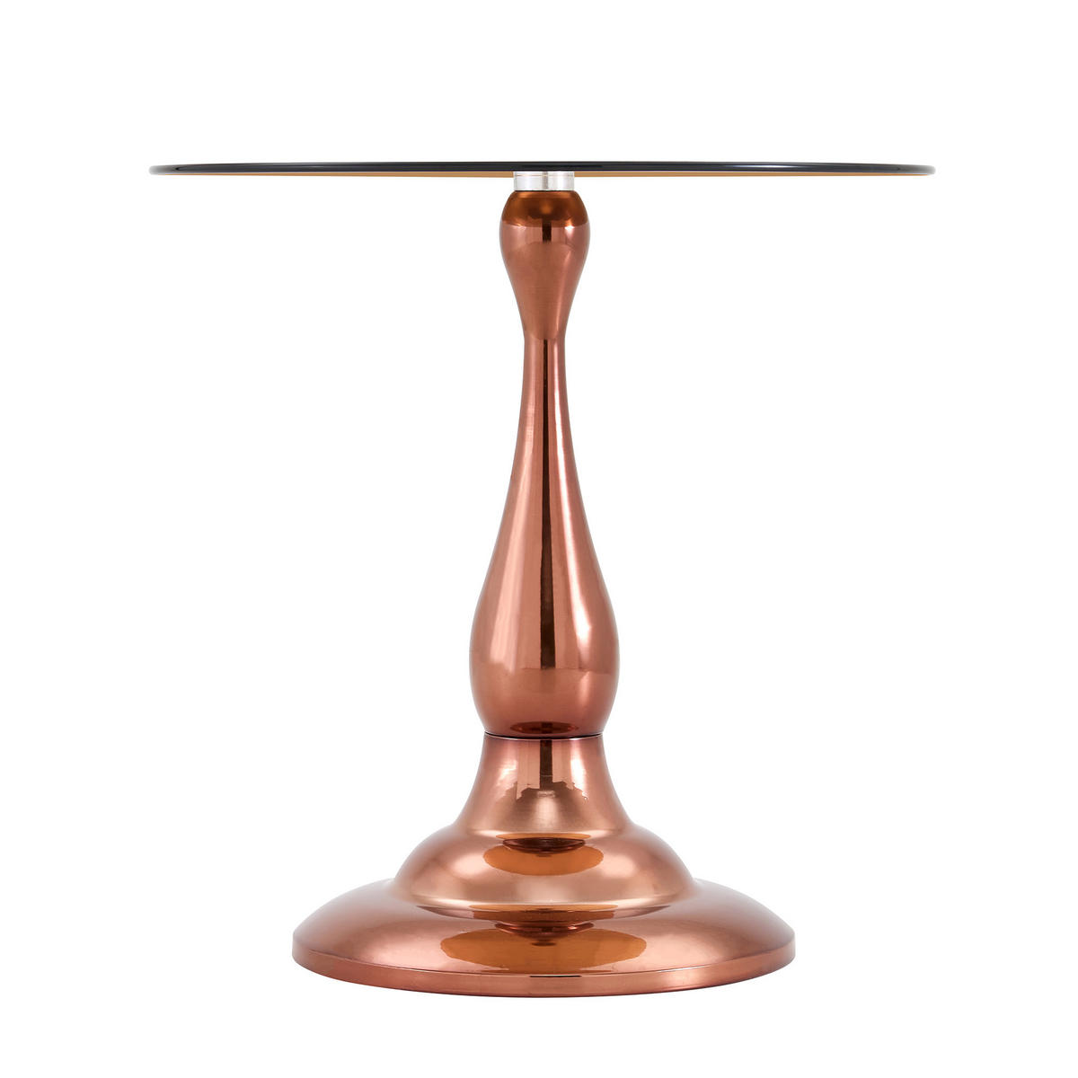 BEISTELLTISCH DE-37360 rund mit Glasplatte und geschwungenem Sockel Roségold - Roségold, Metall (50/50/51.5cm) - ComfortXL