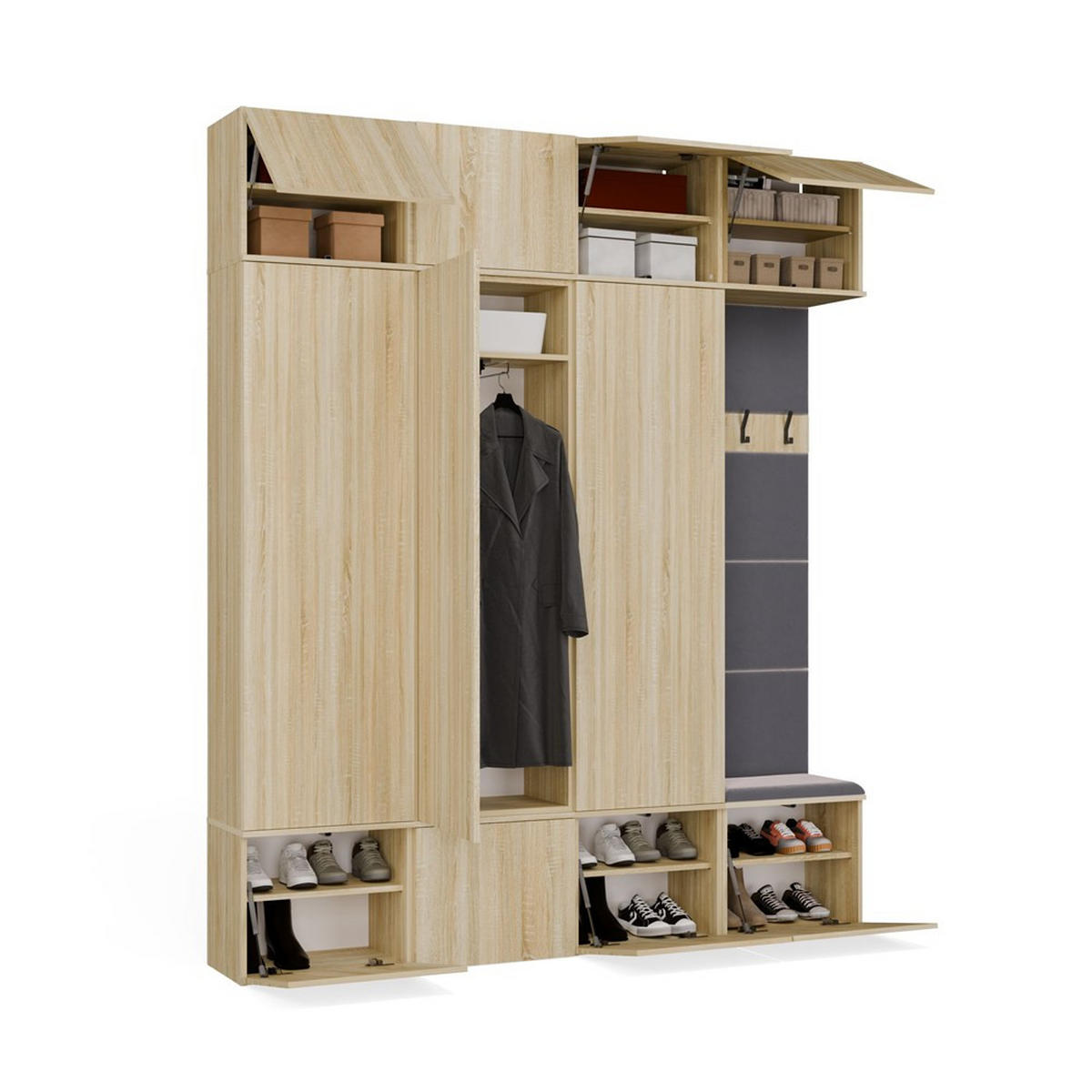 DULAP PENTRU HOL modern, set de dulapuri – șifonier pentru haine și dulap pentru pantofi, stejar Sonoma 200/238/35 - stejar Sonoma, compozit lemnos (200/238/35cm) - RAUMHIRSCH FURNITURE