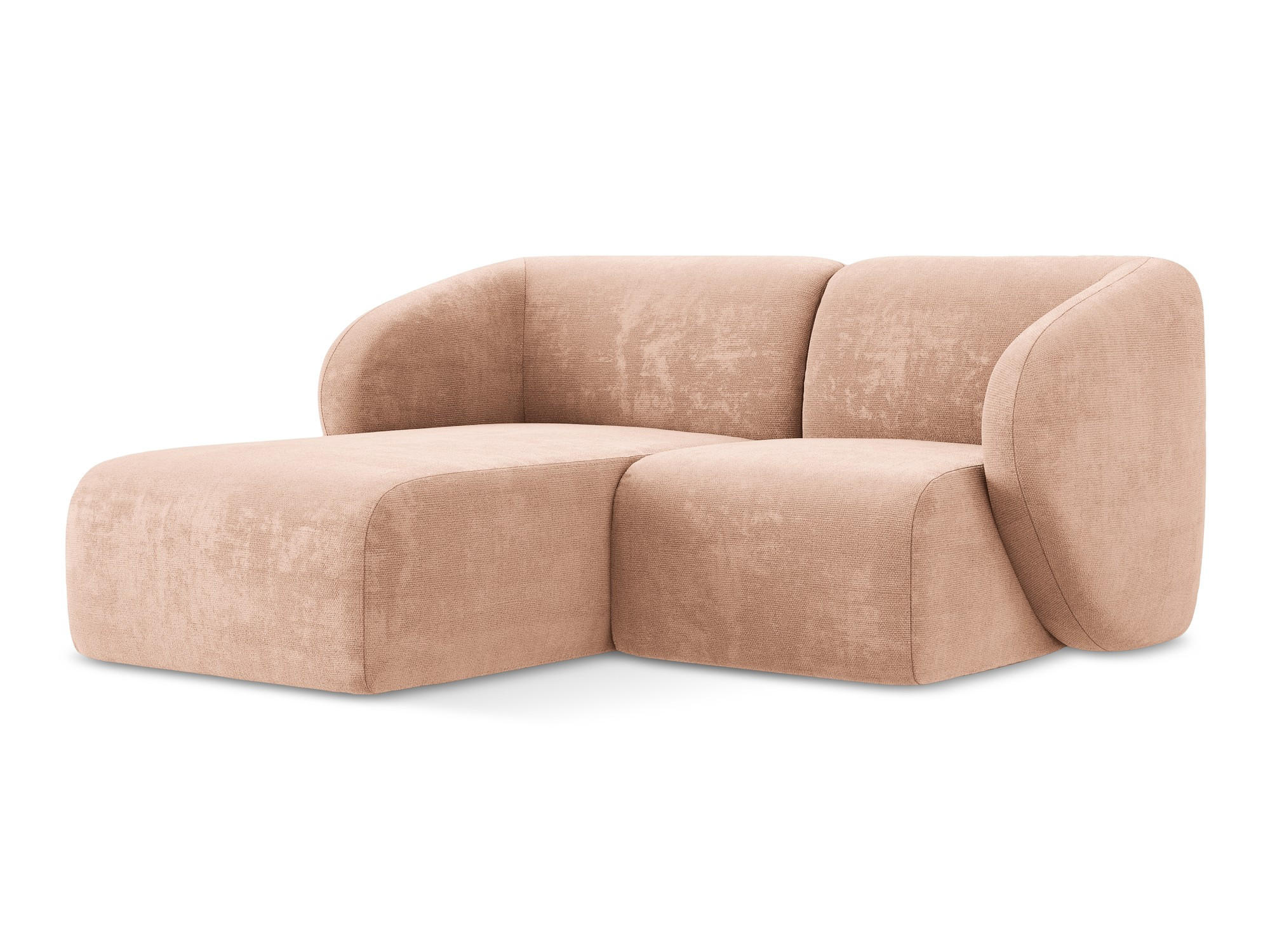 ECKSOFA Links Chenille Stoff Pink - Koralle/Schwarz, Holzwerkstoff/Kunststoff (178/166cm) - Makamii