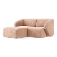 ECKSOFA Links Chenille Stoff Pink - Koralle/Schwarz, Holzwerkstoff/Kunststoff (178/166cm) - Makamii