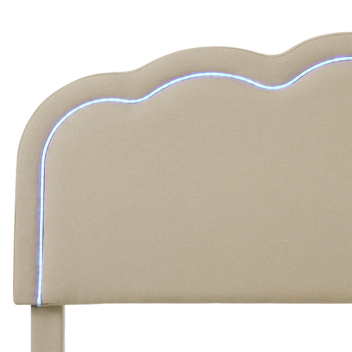 POLSTERBETT 140×200 cm aus Leinen-Stoff mit LED-Kopfteil, beige - Beige, Textil (140/200cm) - Luhomfu