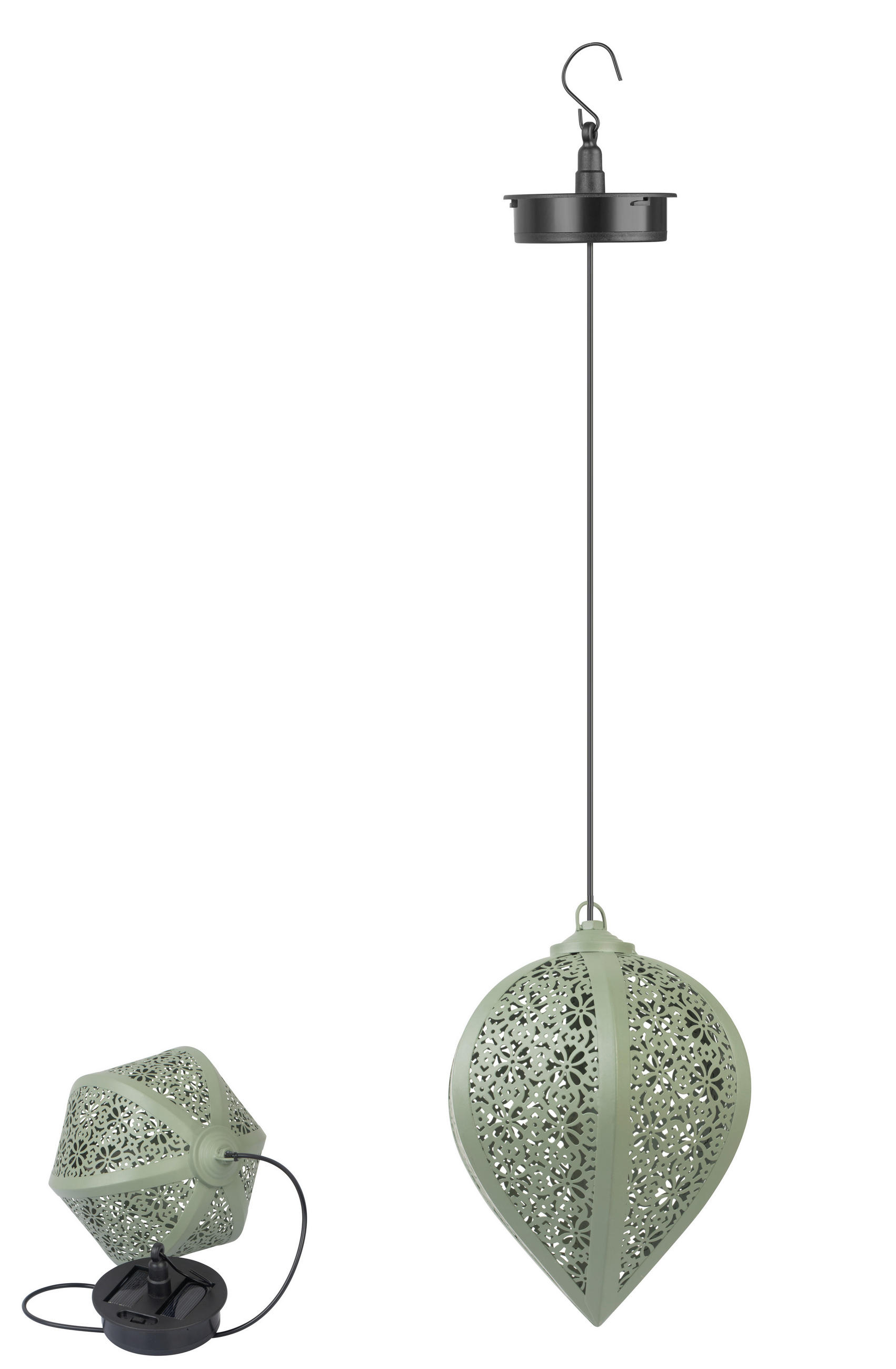 LED-SOLAR-HÄNGELEUCHTE - wetterfest mit Dämmerungssensor und Schattenspiel in Grün - Grün, Metall (15.5/15.5/76cm) - Northpoint
