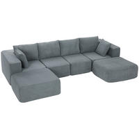 ECKSOFA U-Form 294/165/70 cm Dunkelgrau - Dunkelgrau, Textil (165/294cm) - HOMCOM
