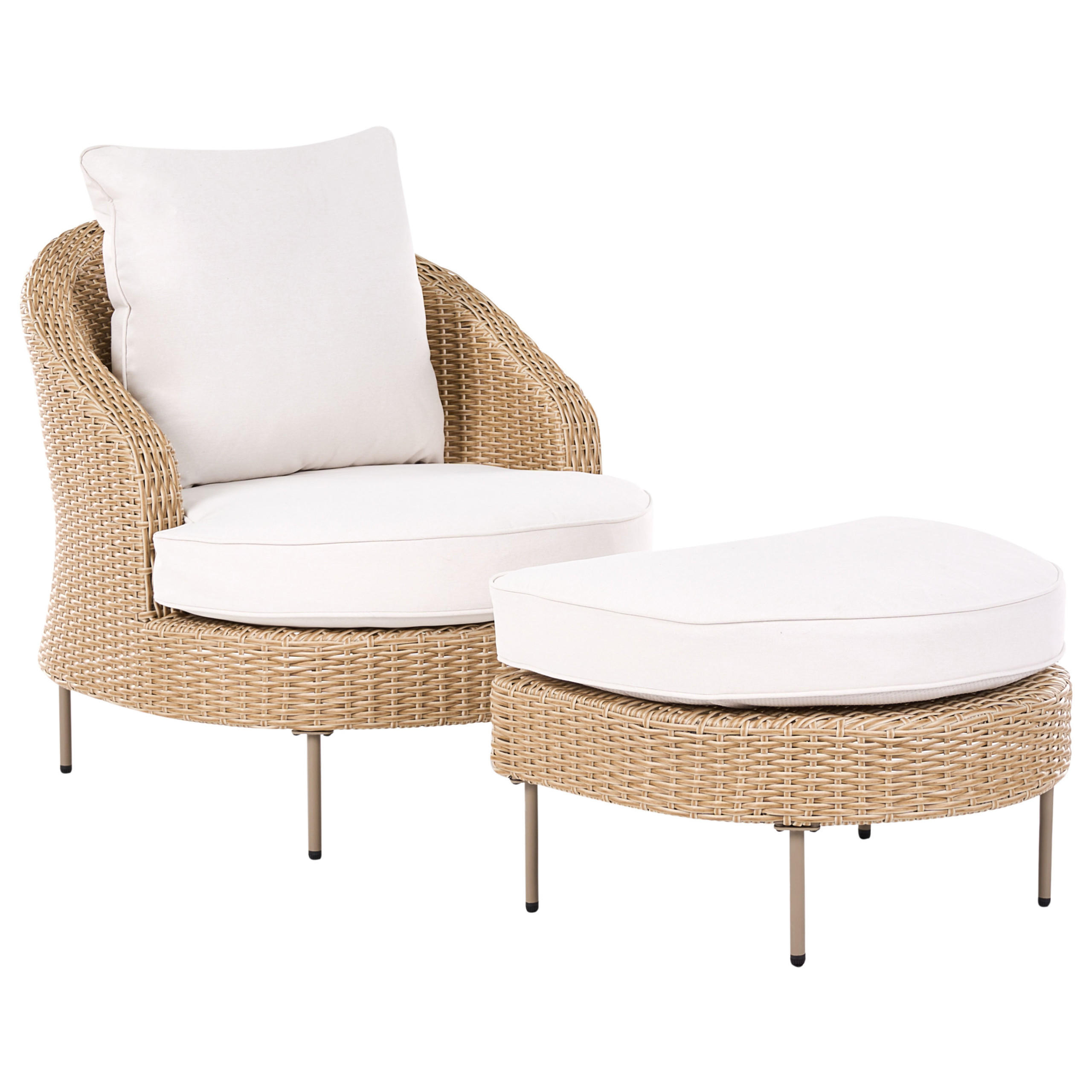 FOTOLIU DE GRĂDINĂ cu otomană polyrattan bej Arcille