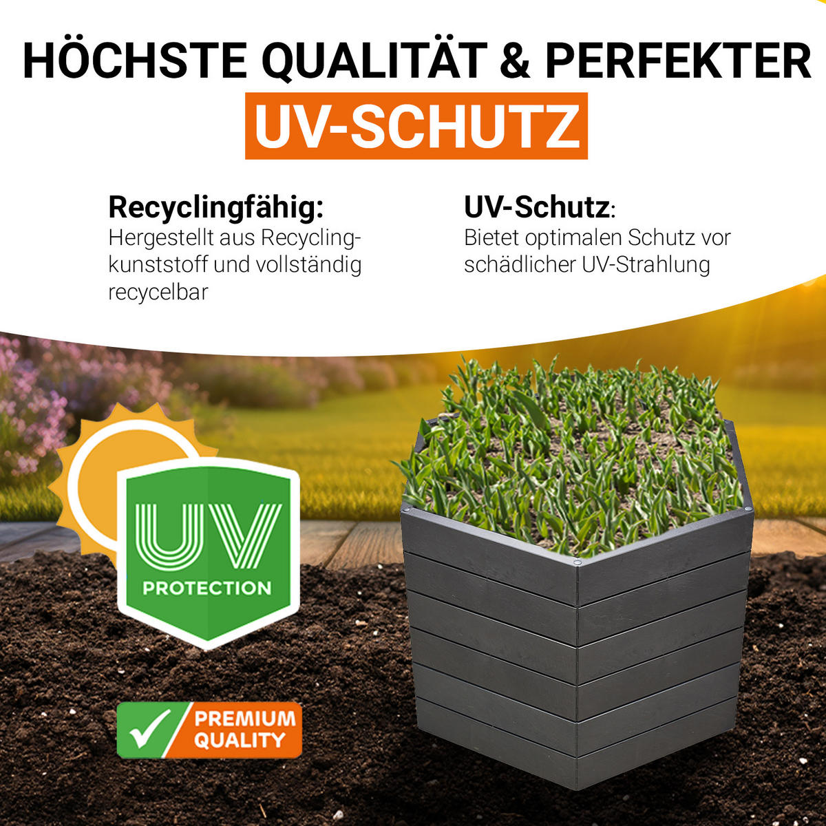 HOCHBEET-SYSTEM L, 6 Paneele inkl. Verbinder - Anthrazit, Kunststoff (110/25/110cm) - GARANTIA