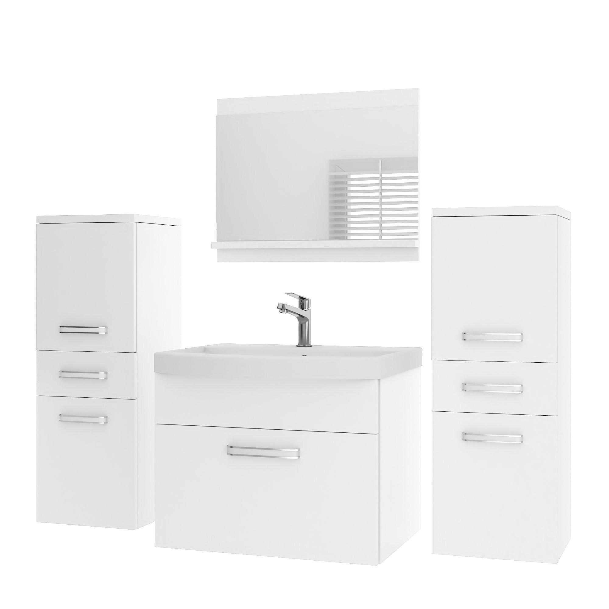 BADMÖBEL Badezimmer SET PRI M4, Weiß Matt, 120 cm - Weiß, Holz (38.7/113.5/120cm) - B BELINI GROUP