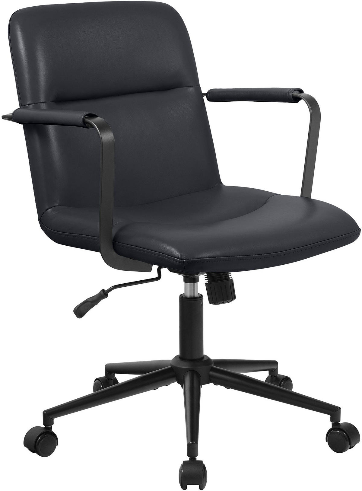 BÜROSTUHL Helix Echtleder schwarz - Schwarz, Leder/Metall (58/98/62cm) - TPFLiving