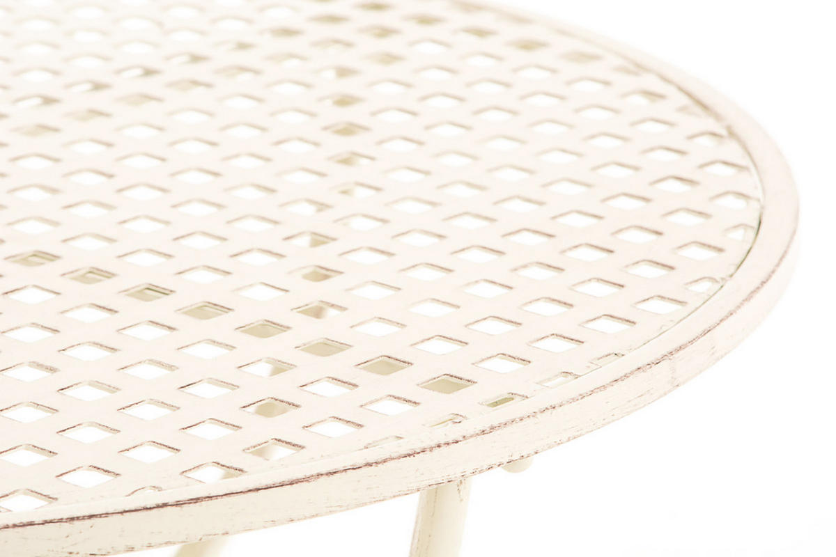 GARTENBEISTELLTISCH rund Ø70 cm Metall antik-creme - Creme, Metall (70/70/74cm) - CLP