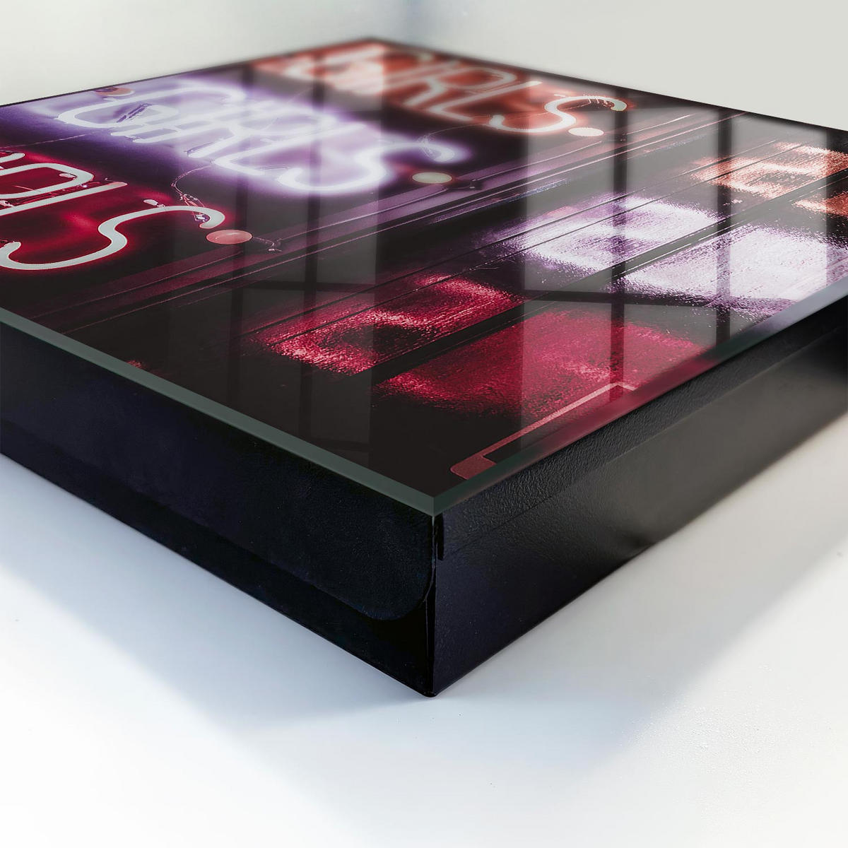SCHLÜSSELBOX Schwarz 30x30 cm- Türöffnung nach rechts - Neoninschrift - Lila, Metall (30/30/5cm) - TULUP