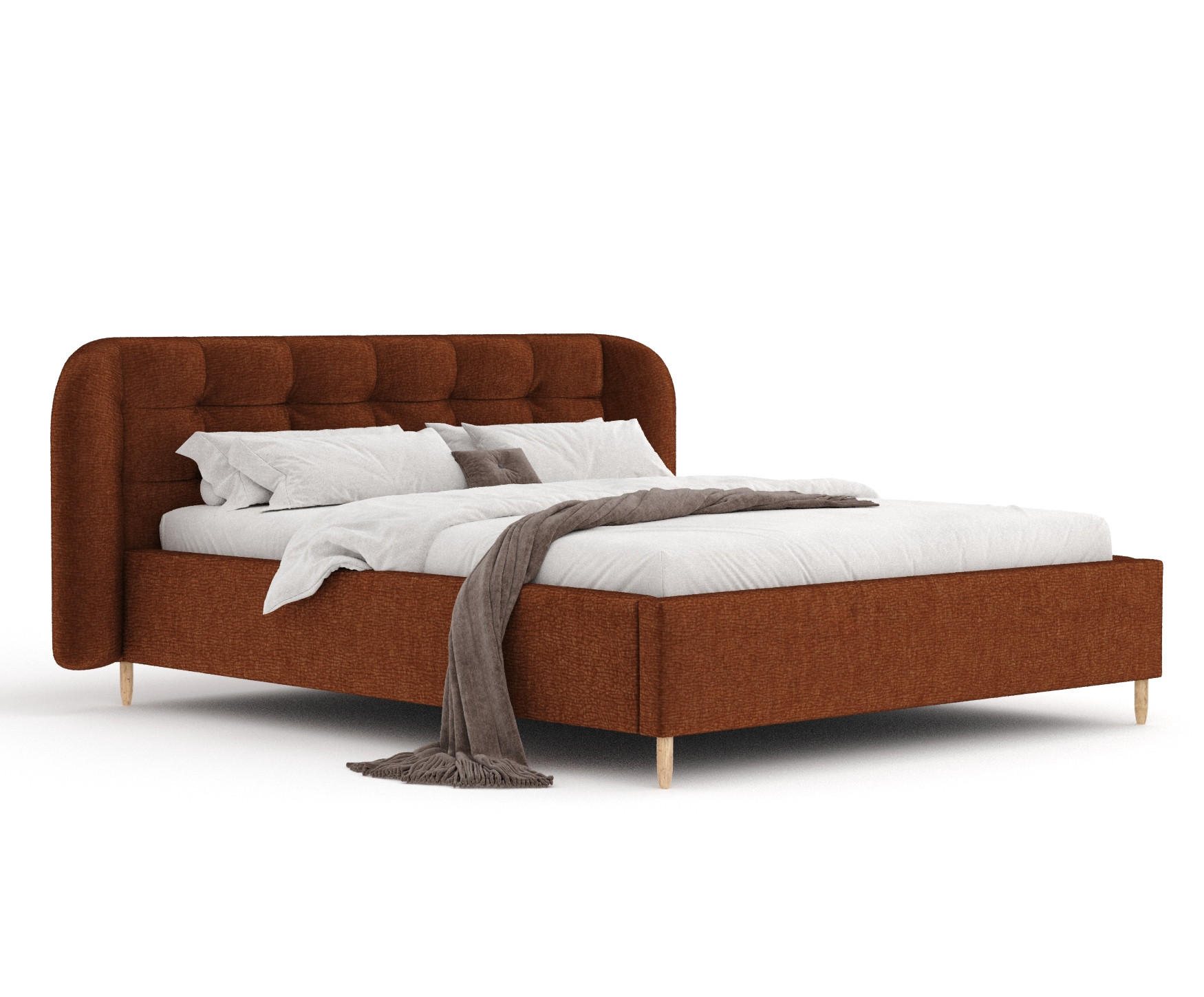 POLSTERBETT Nuno Kupferfarbe 180/200 cm im Chenille-Stoff - Naturfarben/Kupferfarben, Holz/Holzwerkstoff (180/200cm) - Maison de Reve