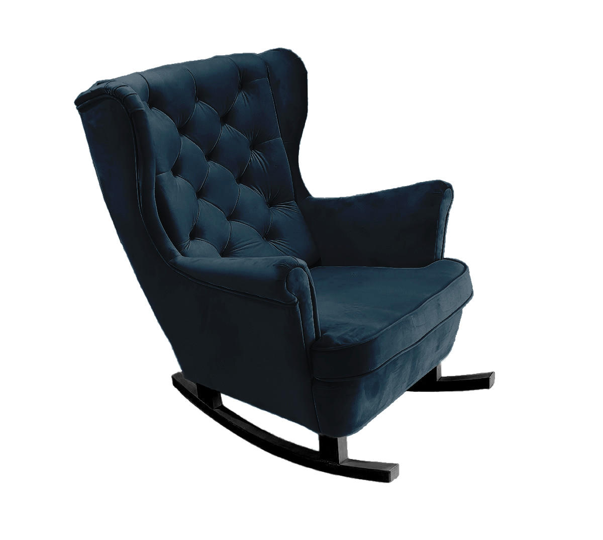 SCHAUKELSESSEL mit gepolstertem Sitz und Armlehnen, 102x81x95 cm, Marineblau_29865 - Blau/Schwarz, Holz/Textil (81/102/95cm) - DomoHome