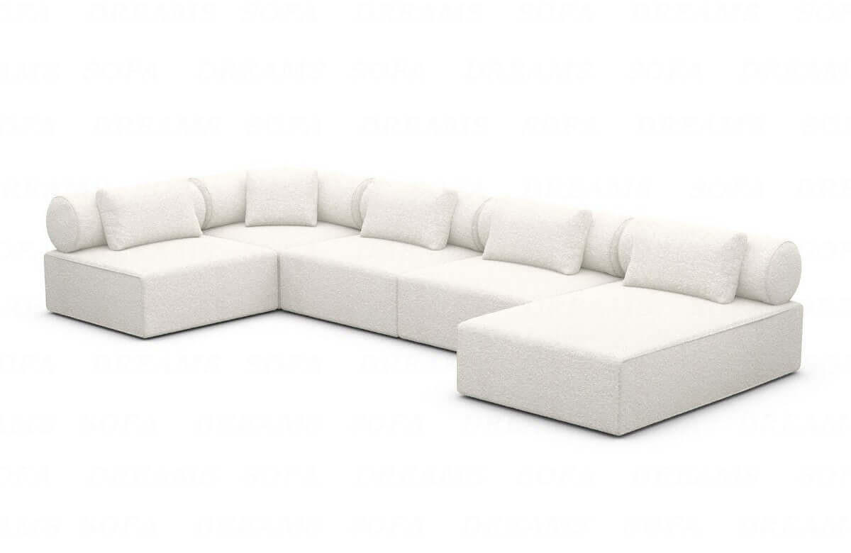 WOHNLANDSCHAFT Cipriani Weiß Boucléstoff - Weiß, Kunststoff (400/77/200cm)