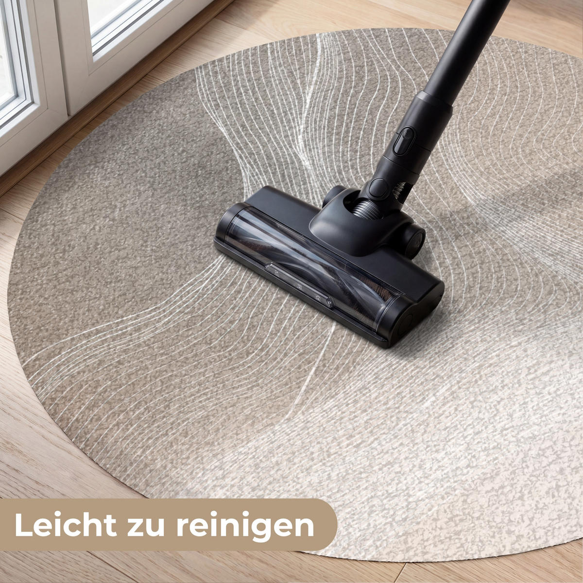 ROHOŽKA Vlnité linie - Vzdušné proudy - Harmonické 90x90 cm - béžová, textil/umělá hmota (90/0.4cm) - MuchoWow