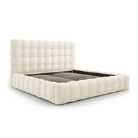 BETT mit Bettkasten und Kopfteil Mamaia aus Samt leichtes beige 200x200cm - Beige, Textil (200/200cm) - Micadoni