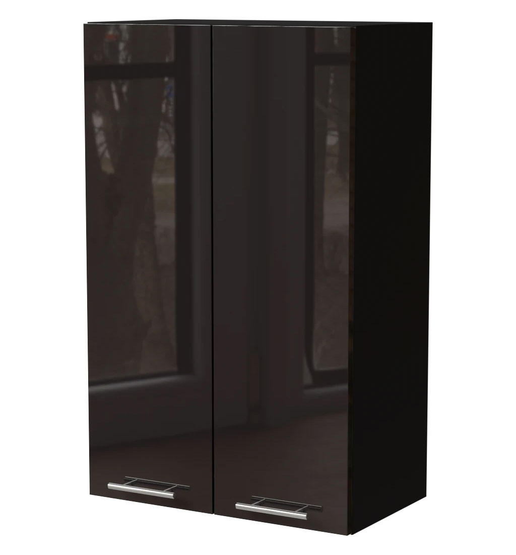 KÜCHENHÄNGESCHRANK Essen W4/60 Schwarz Hochglanz / Schwarz Matt 60 / 32,5 / 96cm - Schwarz Hochglanz/Schwarz, Holz/Holzwerkstoff (60/96/32.5cm) - Feldmann-Wohnen