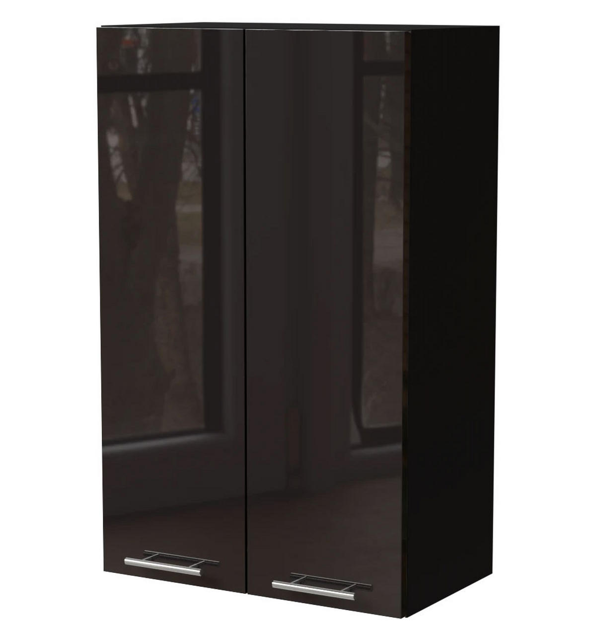 KÜCHENHÄNGESCHRANK Essen W4/60 Schwarz Hochglanz / Schwarz Matt 60 / 32,5 / 96cm - Schwarz Hochglanz/Schwarz, Holz/Holzwerkstoff (60/96/32.5cm) - Feldmann-Wohnen