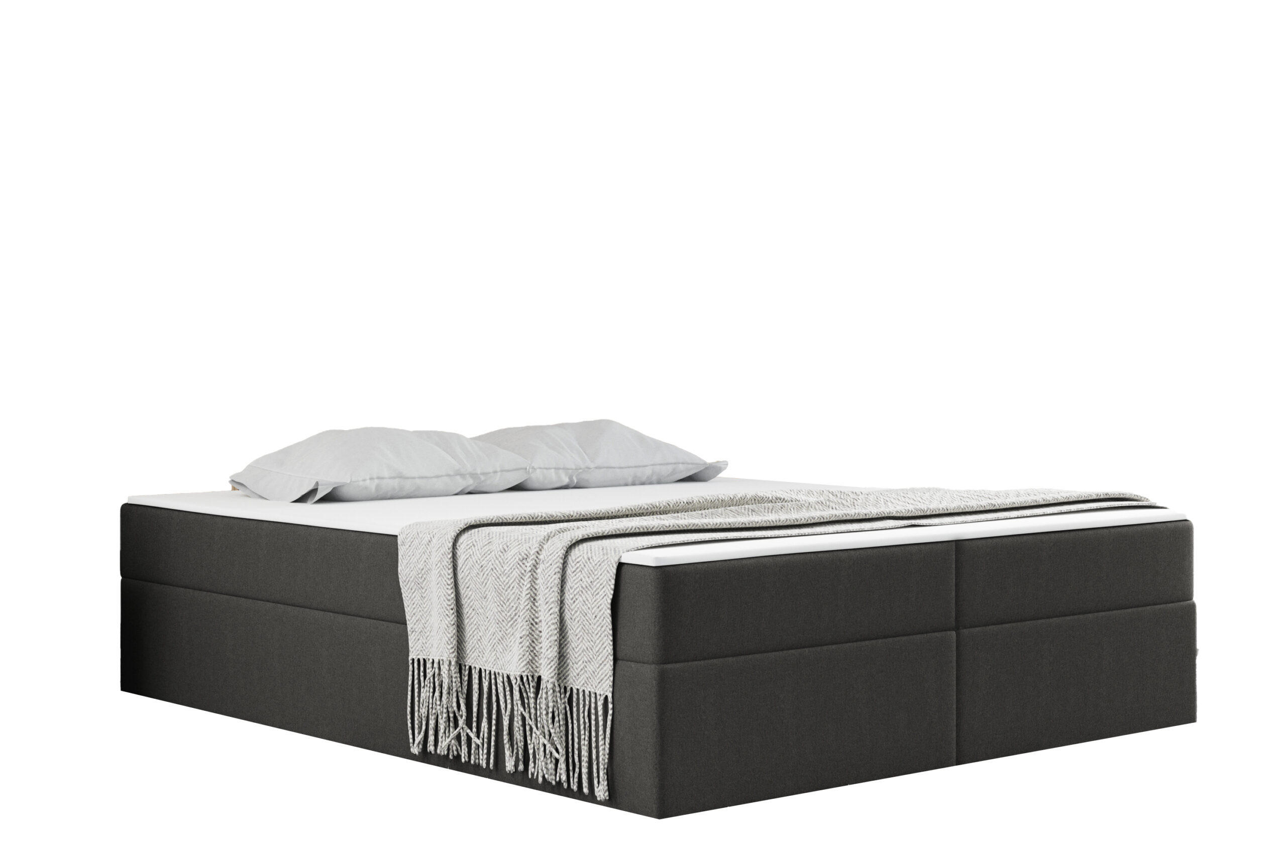 Kaiser Möbel KONTINENTÁLNÍ POSTEL s úložným prostorem, matrací a topperem Ruben Tmavě šedá 180x200 cm H2-Pocket