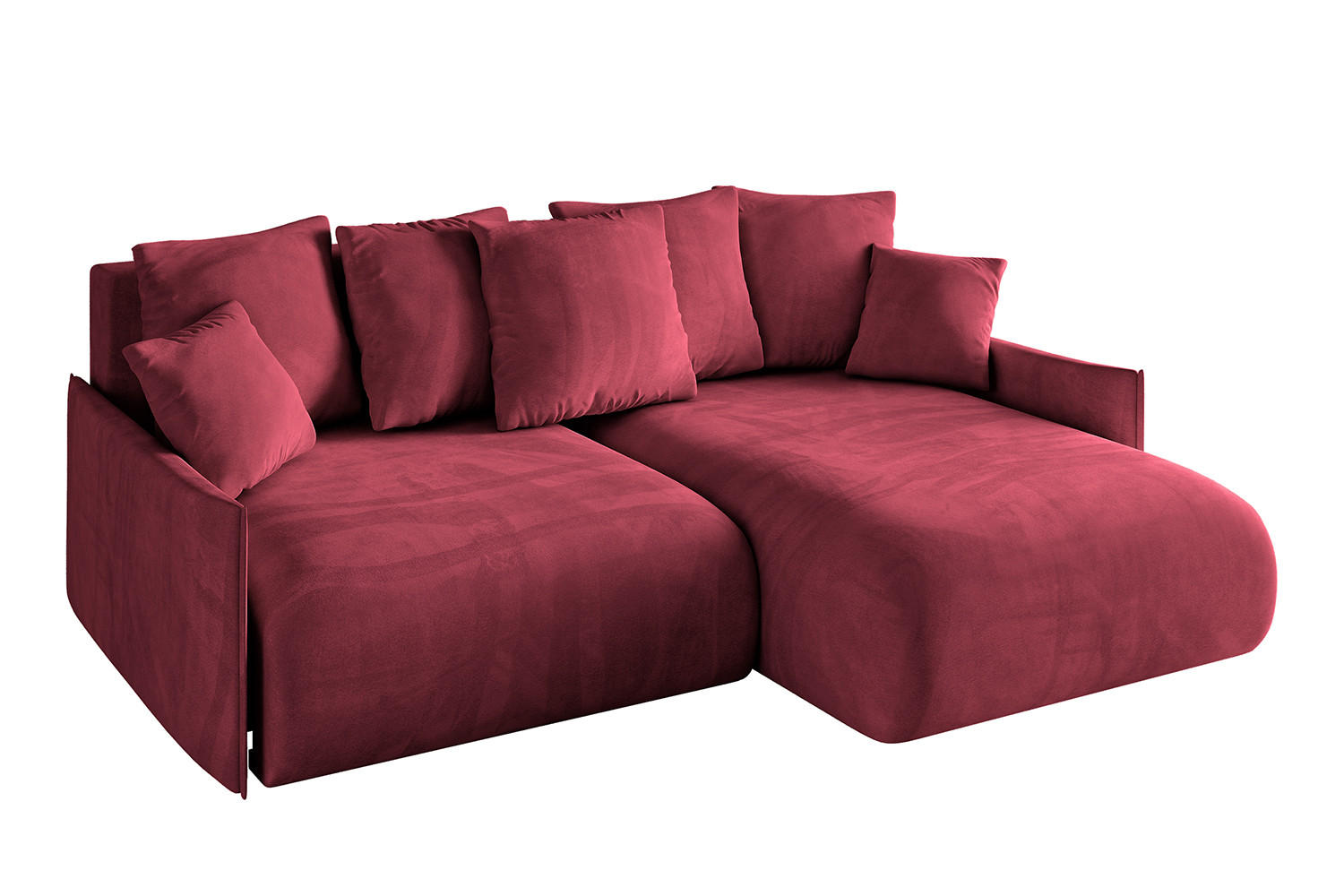 ECKSOFA Ottomane rechts ONESK-L -v1 216x177x72 Bordeauxrot Velours - Bordeaux, Holzwerkstoff/Kunststoff (177/216cm) - ALTDECOR