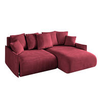ECKSOFA Ottomane rechts ONESK-L -v1 216x177x72 Bordeauxrot Velours - Bordeaux, Holzwerkstoff/Kunststoff (177/216cm) - ALTDECOR