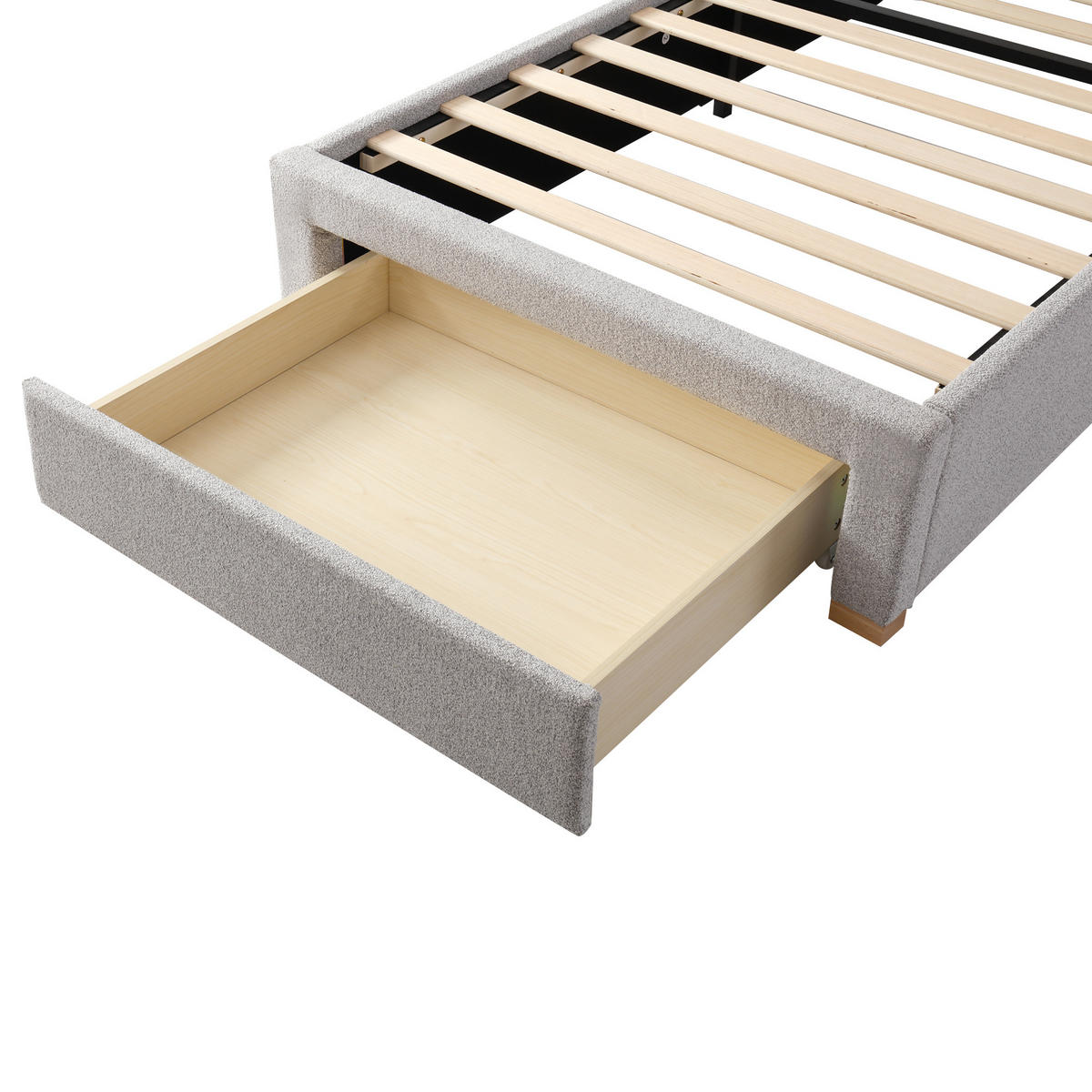 POLSTERBETT 90/200 cm Grau mit Lattenrost und Stauraum aus Chenille - Grau, Textil (90/200cm) - OKWISH