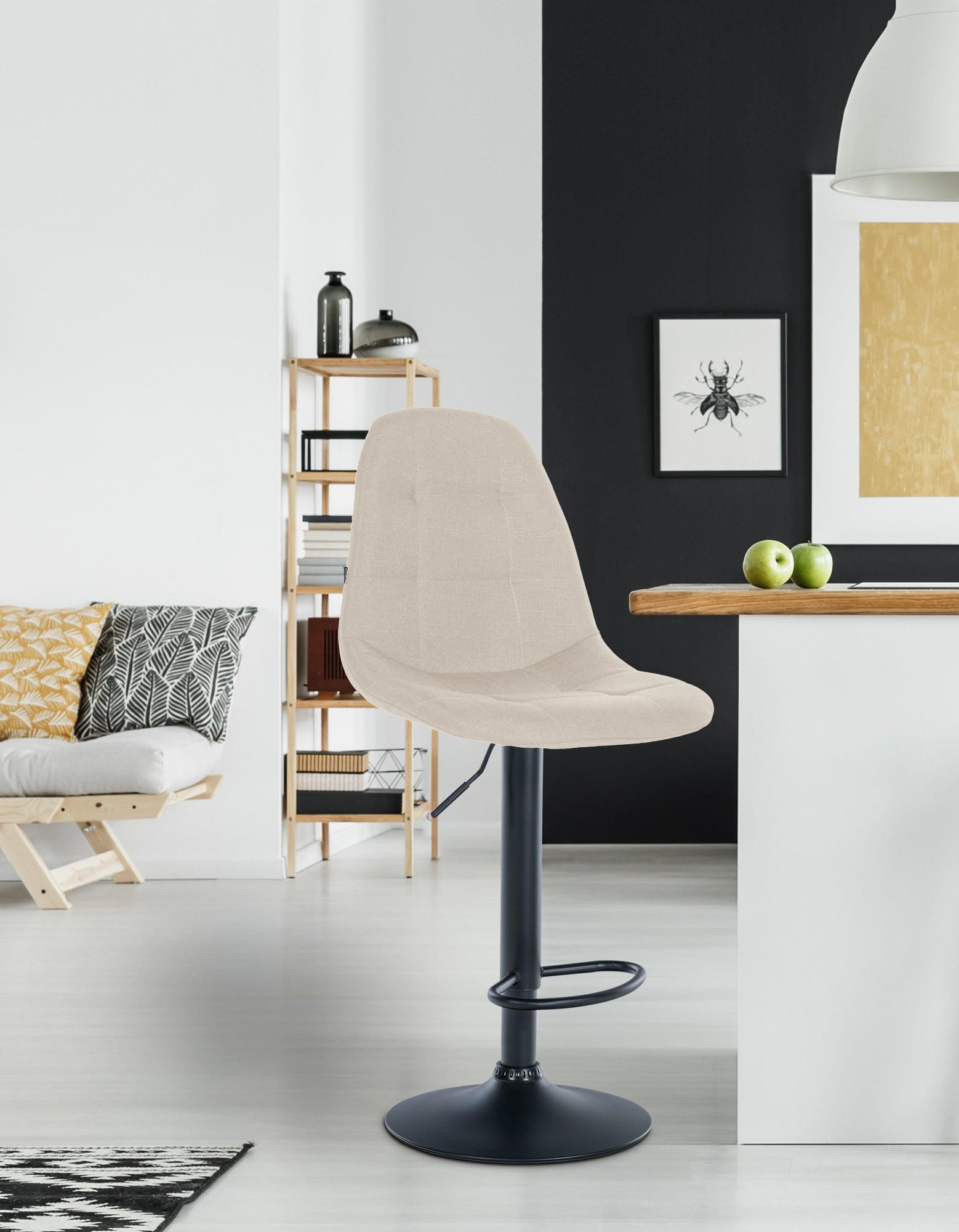 BARHOCKER Metall creme - Creme, Textil/Metall (47/99/56cm) - CLP