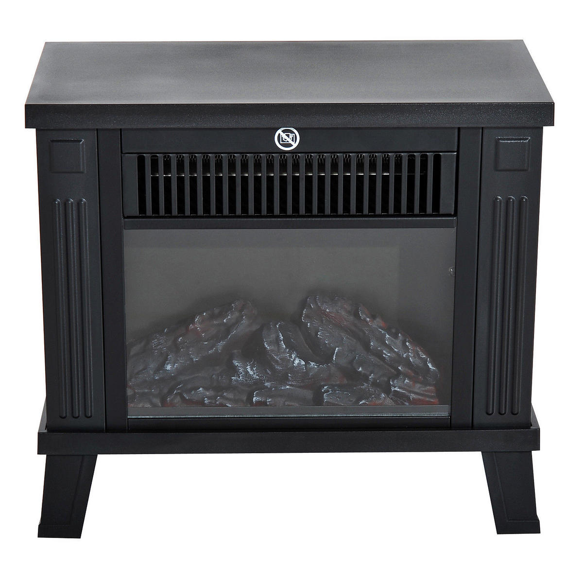 ELEKTROKAMIN mit Flammeneffekt, 600/1200W, Metall, Schwarz, 34 x 17 x31 cm - Schwarz, Metall (14/31/34cm) - HOMCOM