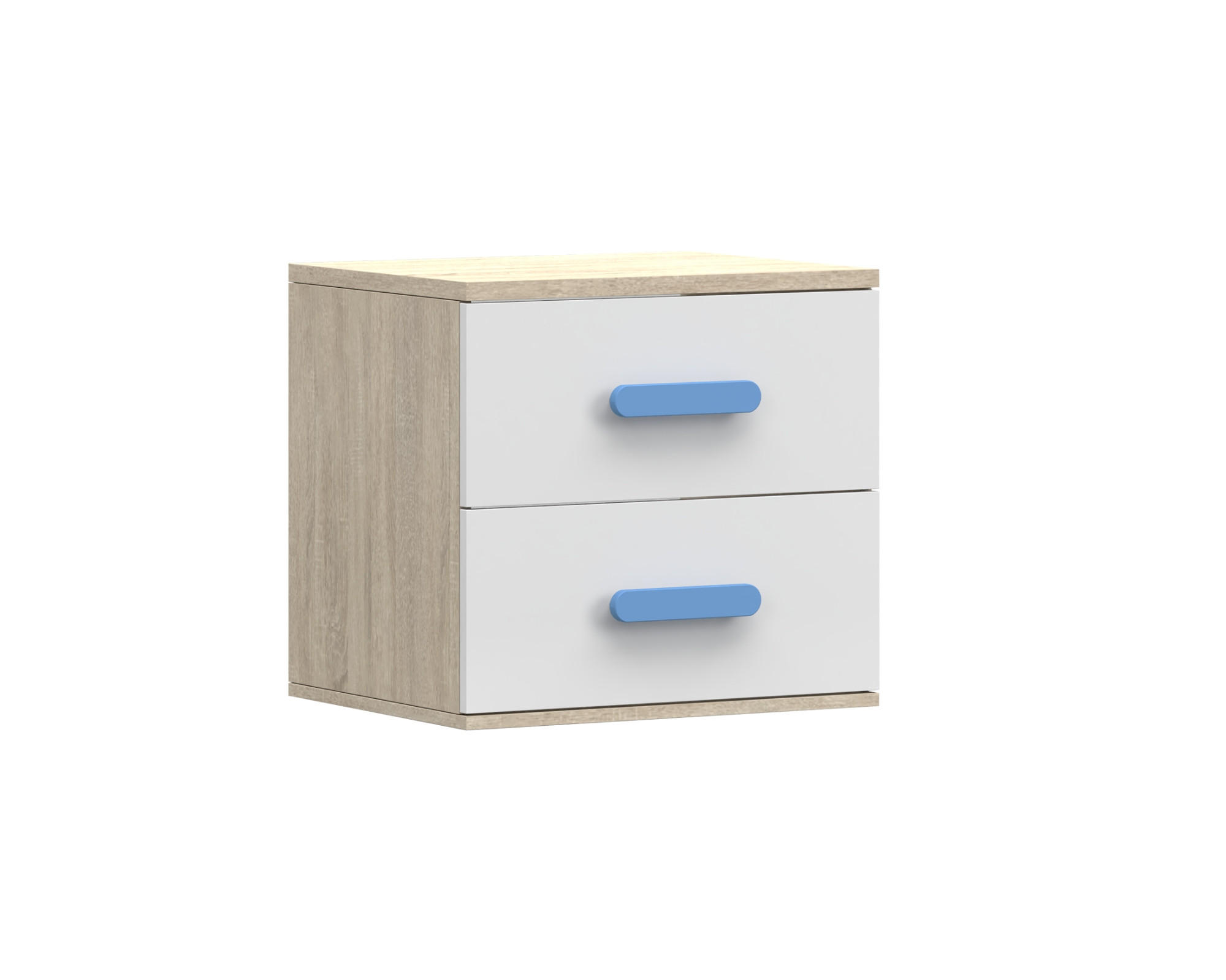 KINDER-NACHTTISCH INGE 22 55/50/44 cm Weiß+Sonoma/Blau - Blau/Weiß, Holzwerkstoff (55/50/44cm) - Deine Möbel 24