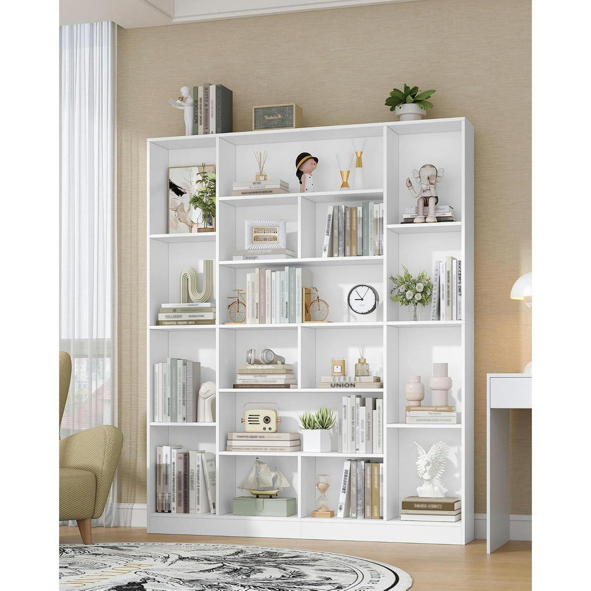 BÜCHERREGAL 17 Fächer Weiß 150 x 190,4 cm - Weiß, Holzwerkstoff (150/190.4/24.3cm)