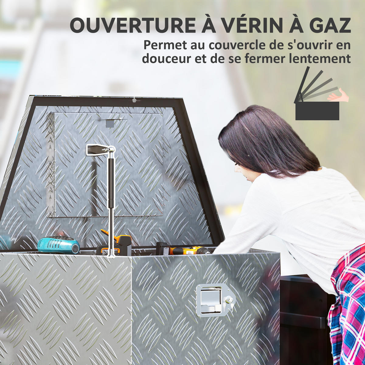 WERKZEUGKASTEN, Abschließbarer Aluminium-Kasten trapezförmig, 73,7 x 41 x 46 cm, Silber - Multicolor, Kunststoff (41/46/73.7cm) - FORIOUS