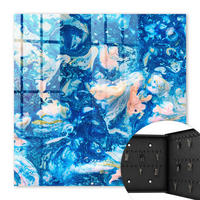 SCHLÜSSELBOX Schwarz 30x30 cm- Türöffnung nach rechts - Bunte Wirbel - Blau, Metall (30/30/5cm) - TULUP