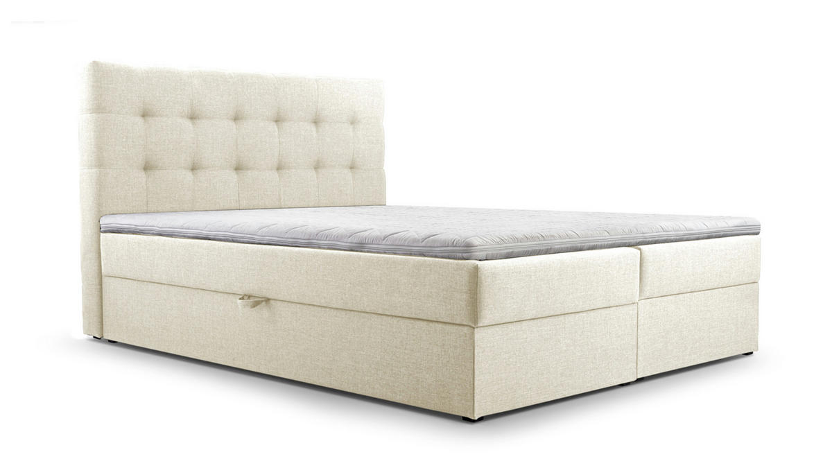 BETT - Boxspringbett 160x200 - 05 Hugo 01 - Beige - Beige, Holz (160/200cm) - Möblo