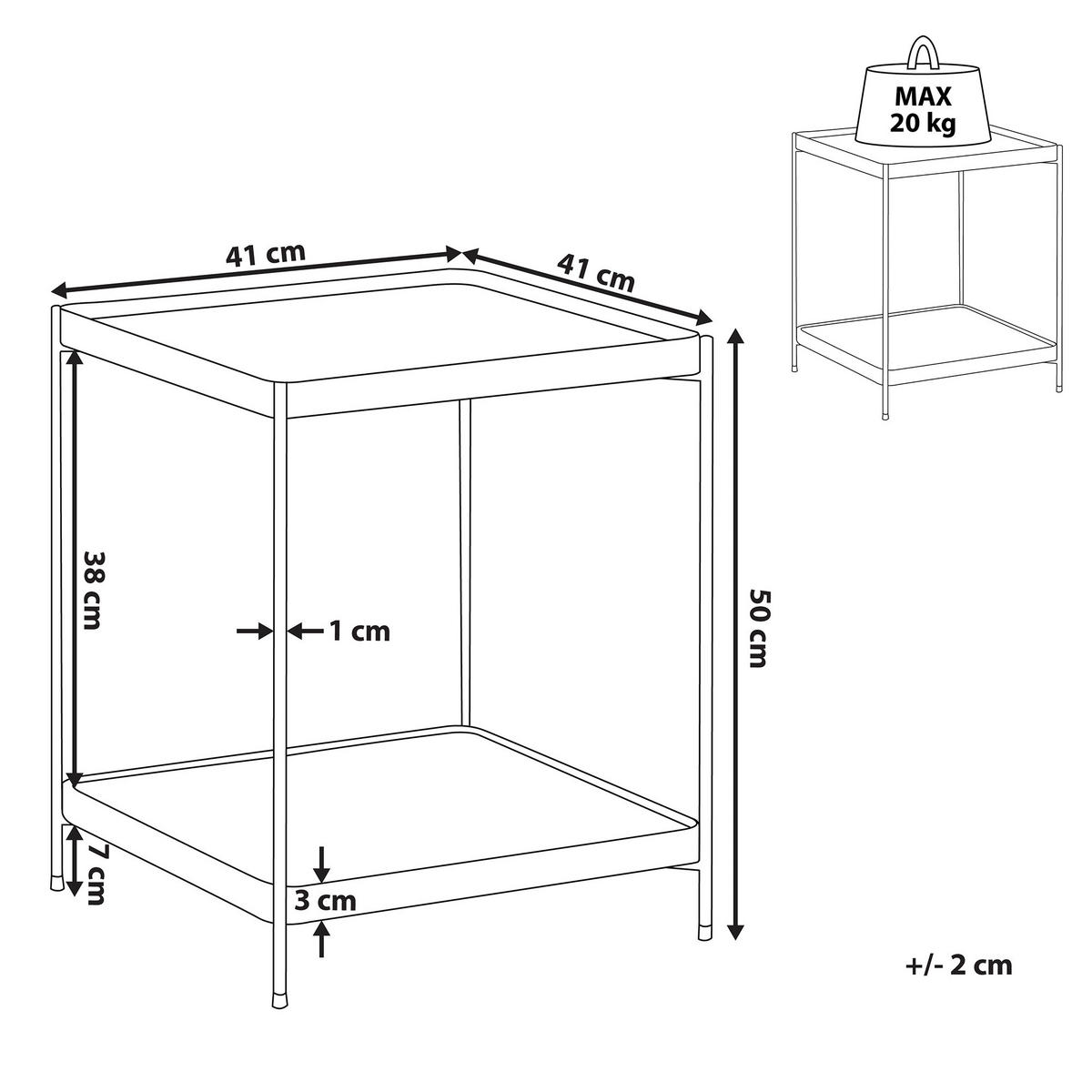 BEISTELLTISCH Glas gold quadratisch 41/41 cm Alsea - Goldfarben, Metall (41/41/50cm) - Beliani