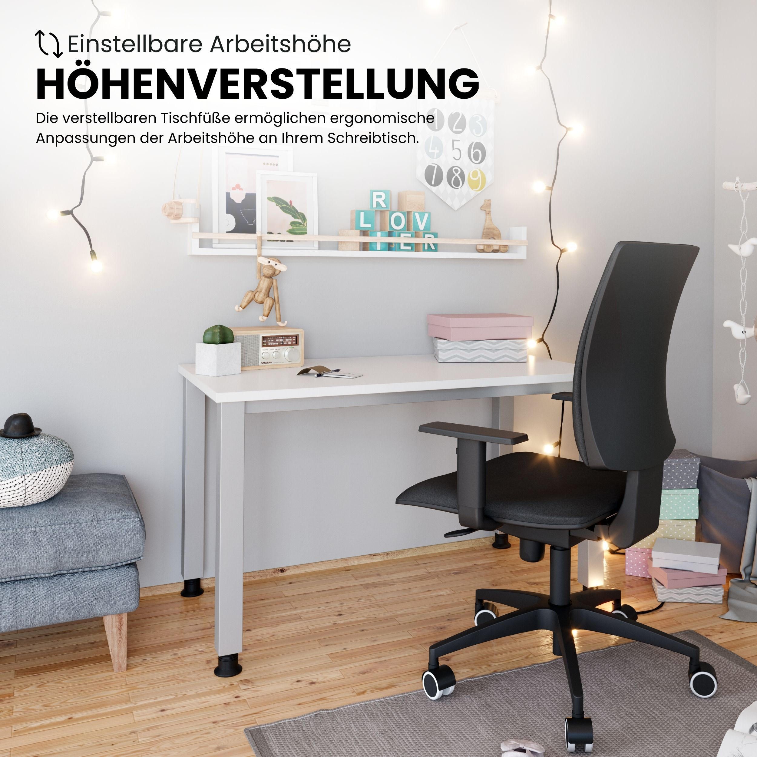 Thumbnail - bümö Schreibtisch, Graphit, Graphit, Holzwerkstoff, Nachbildung, Rechteckig, 120x74x67.2 cm, FSC Mix, Arbeitszimmer, Sch...